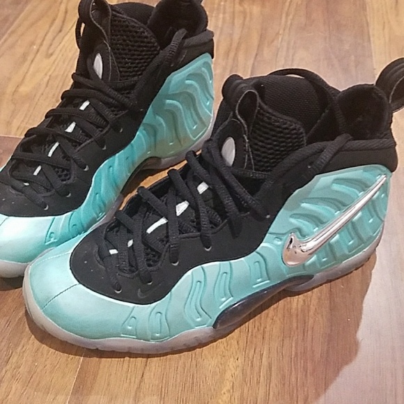 white and turquoise foamposites